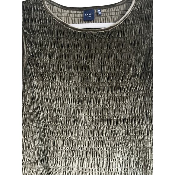 Kaari Blue Drop Waist Smocked Bodice Sage Green Velvet Knee Length Dress Medium - Picture 5 of 7